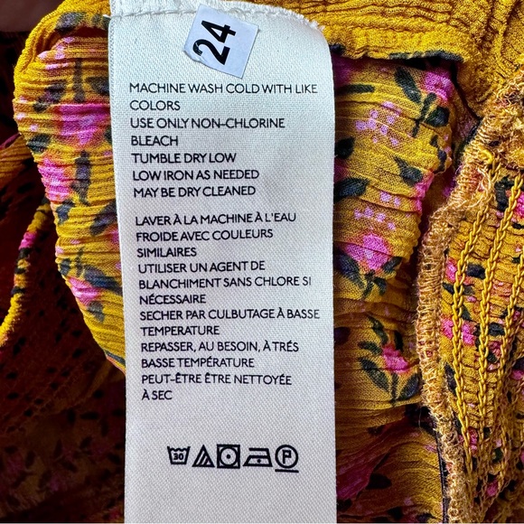 Free People FP Roma Blouse Top Long Sleeve Ruffle Smock Floral Orange Medium M - Picture 11 of 16